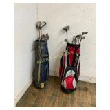 Two Golf Bags with Assorted Clubs