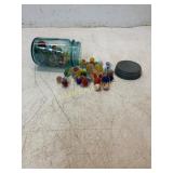 Glass Jar With Assorted Colorful Marbles and Lid