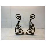 Cast Iron Scroll Andirons