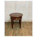 Round Wooden Side Table with Drawer