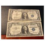 Two 1957 One Dollar Silver Certificates