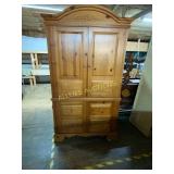 Pinewood Armoire with Drawers and Shelving