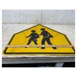 Yellow Metal School Crossing Sign