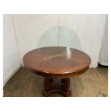 Round Wood Dining Table with Glass Top