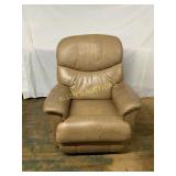 Beige Leather Recliner Armchair
