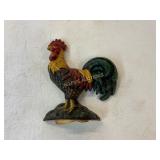 Cast Iron Rooster Doorstop with Polychrome Finish