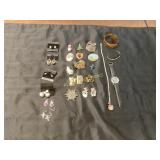 Jewelry Collection of Earrings, Brooches, and Acce
