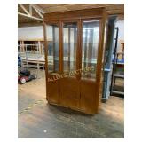 Oak and Glass Display Cabinet with Storage