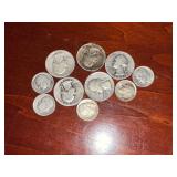 10 90% Silver Coins: 5 Quarters, 5 Dimes