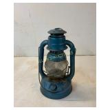Blue Metal Hurricane Lantern with Glass Globe