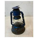 Blue Metal Kerosene Lantern With Glass Globe