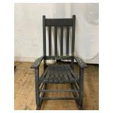 Black Wood Slat-Back Rocking Chair