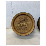 2 Carved Beer Barrel Wall Plaques