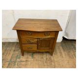 Three-Drawer Oak Side Table With Cabinet