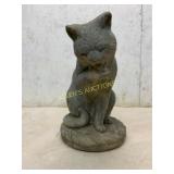 Concrete Cat Sculpture on Round Base