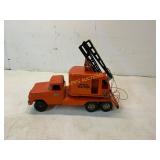 Vintage Orange Metal Crane Truck Toy