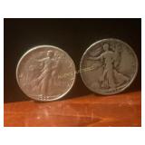 1939 and 1934 Walking Liberty Silver Half Dollars