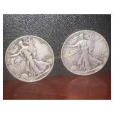 1943 and 1941 Walking Liberty Silver Half Dollars