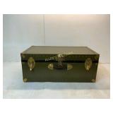 Green Metal Storage Trunk with Brass Hardware