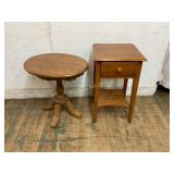 Wood End Table and Pedestal Table Set