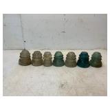7 Glass Insulators in Mixed Colors