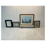 Coastal Artwork and Hand-Painted Shelf