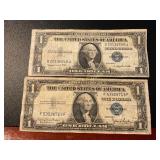 Two 1935 $1 Silver Certificates (D and G Series)