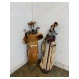 Two Golf Bags with Assorted Clubs