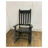 Black Wooden Slat-Back Rocking Chair