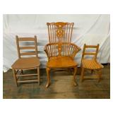 Three Wooden Chairs in Various Styles