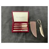 Silver-Handled Knives and Forged Knife with Sheath