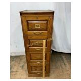 Oak Five-Drawer Filing Cabinet with Brass Hardware