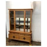 Wood China Cabinet with Glass Doors and Drawers