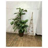 Artificial Plant with Metal Trellis Sculpture