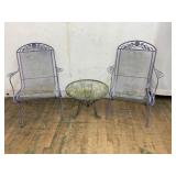 Metal Patio Set with Mesh Chairs and Table