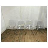4 Clear Acrylic and Chrome Cantilever Chairs