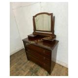 Wooden Vanity Dresser with Mirror