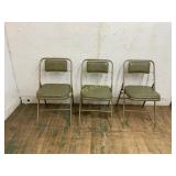 3 Metal Folding Chairs with Cushions