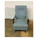 Wood-Frame Reclining Armchair with Upholstery