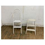 Two White Folding Step Ladders