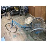 Vintage Blue Adult Tricycle with Rear Basket