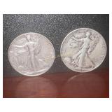 1946 D and 1941 D Walking Liberty Silver Half Doll