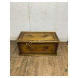 Wooden Storage Chest with Floral Carvings