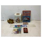 Vintage Collectiblesï¿½ with Tin Signs, Can, and Mem