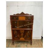 Wooden Highboy Dresser With Carved Details