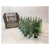 Vintage Soda Bottles with Metal Crate