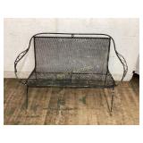 Metal Mesh Bench with Curved Arms