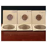 3 Eisenhower Half Dollars and 3 Pennies