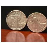 Walking Liberty Silver Half Dollars, 1941D & 1939