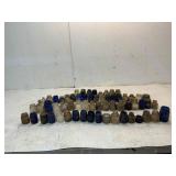 62 Blue and Clear Glass Bottles